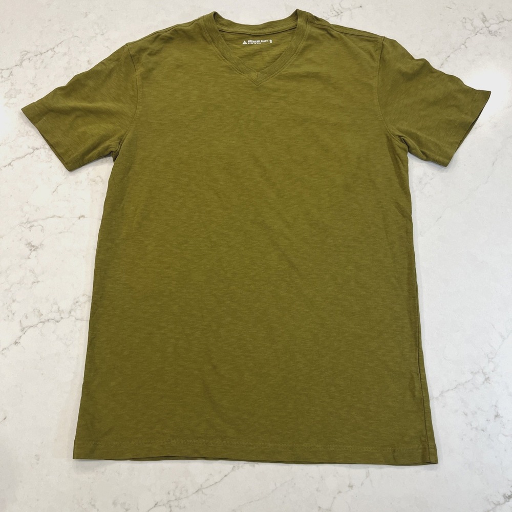 American Giant NWOT Mens S Premium Slub V Neck Tee Short Sleeve Green T-Shirt